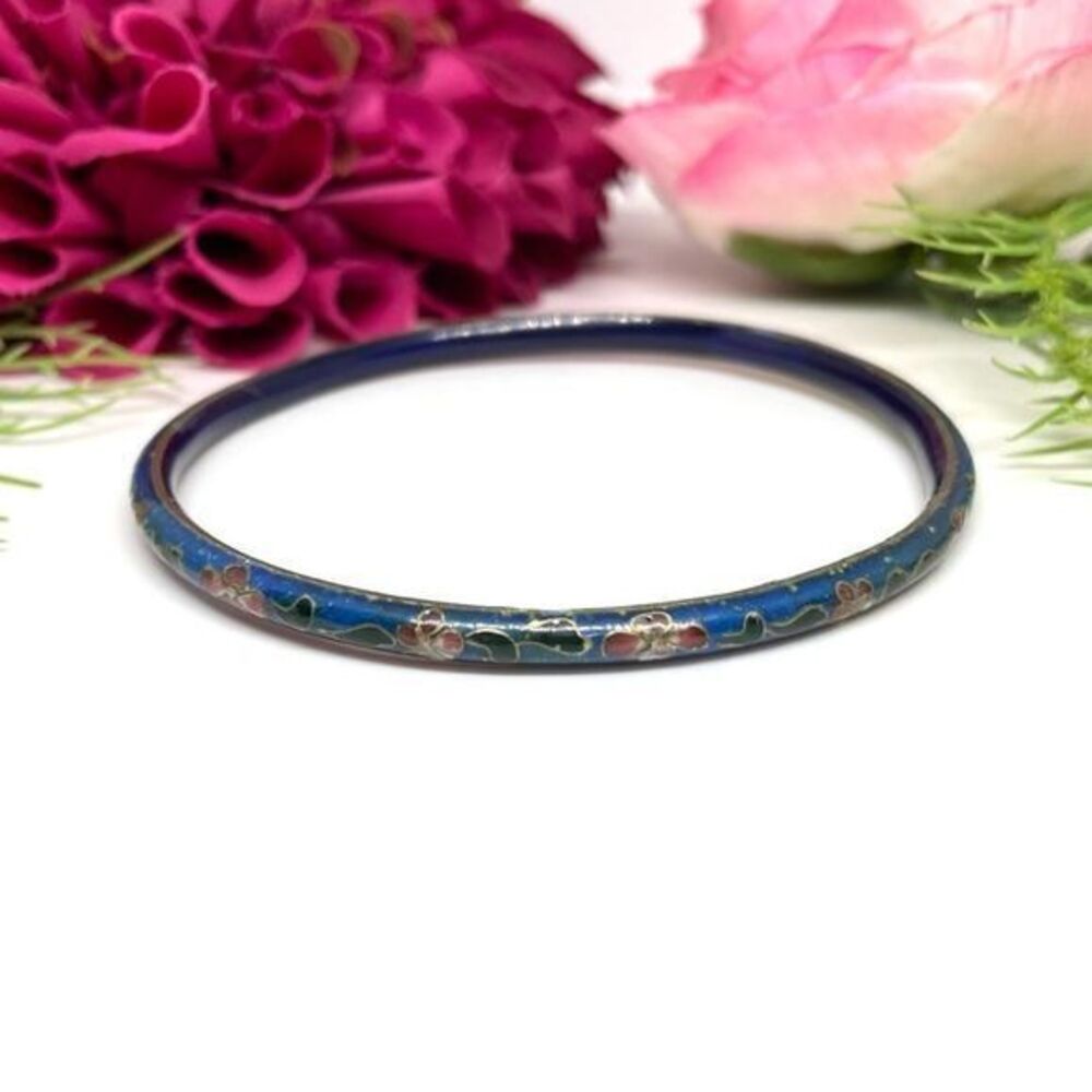 VINTAGE⚜️CLOISONNÉ Enameled Floral Bangle Bracelet